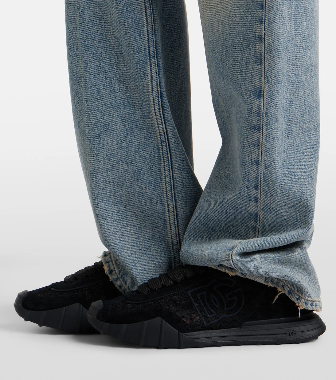 Dolce&Gabbana - Runner leather-trimmed lace sneakers