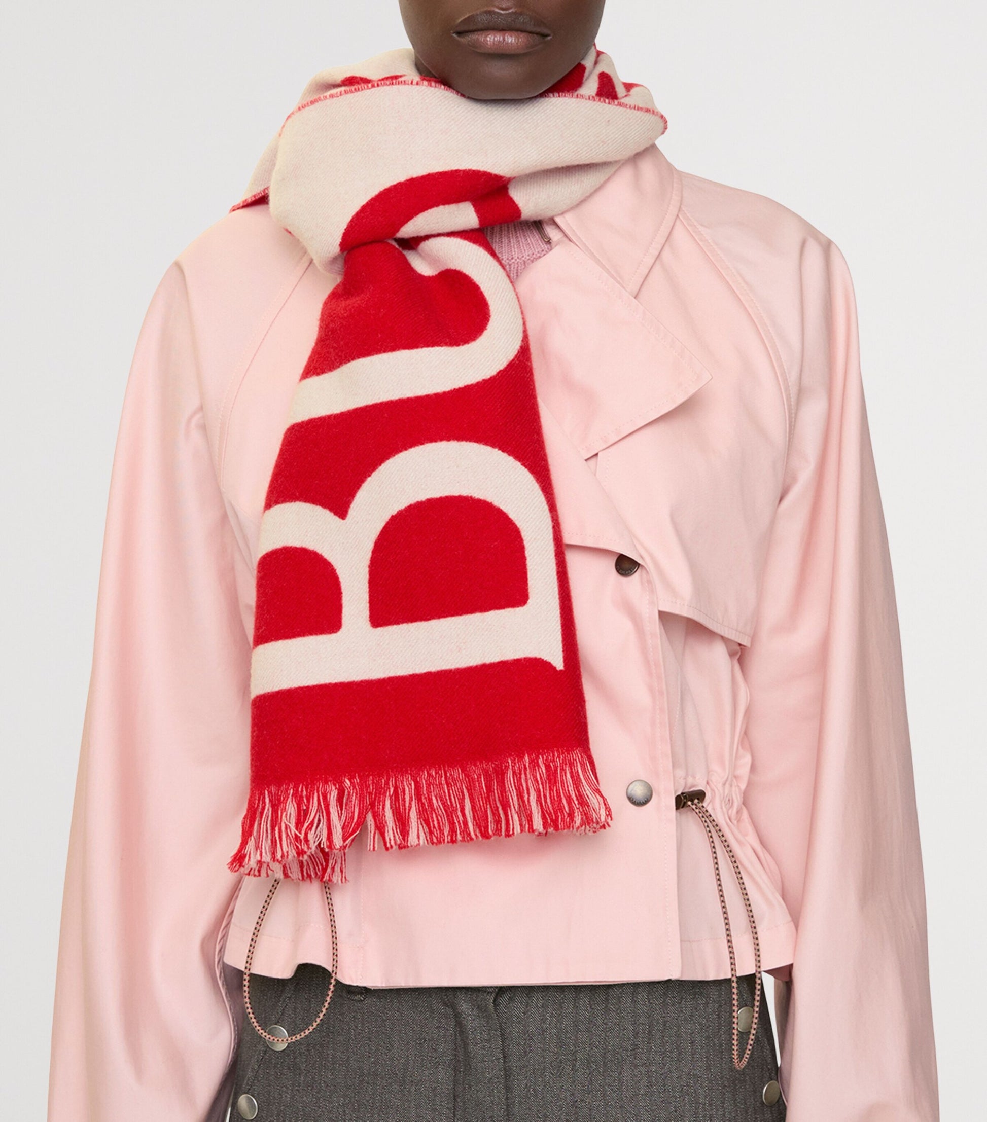 Burberry Red Wool Logo Scarf