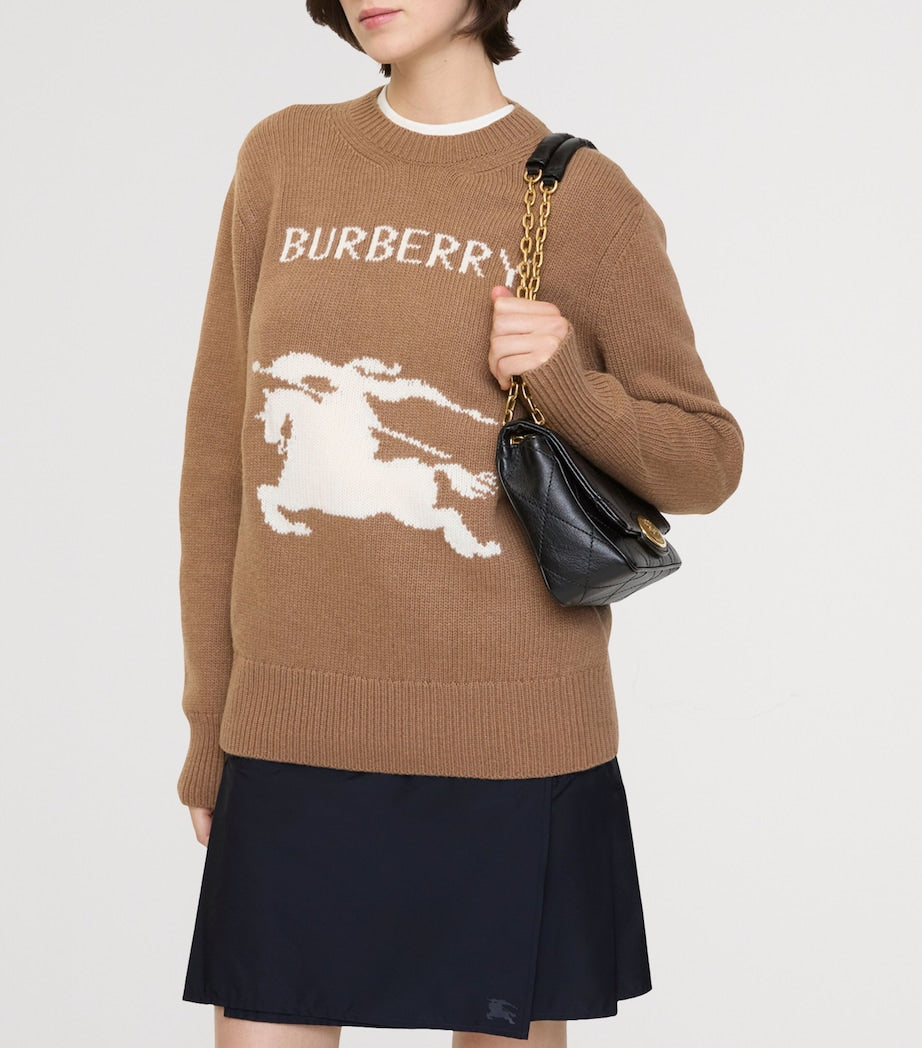 Beige Wool-Cashmere Logo Sweater