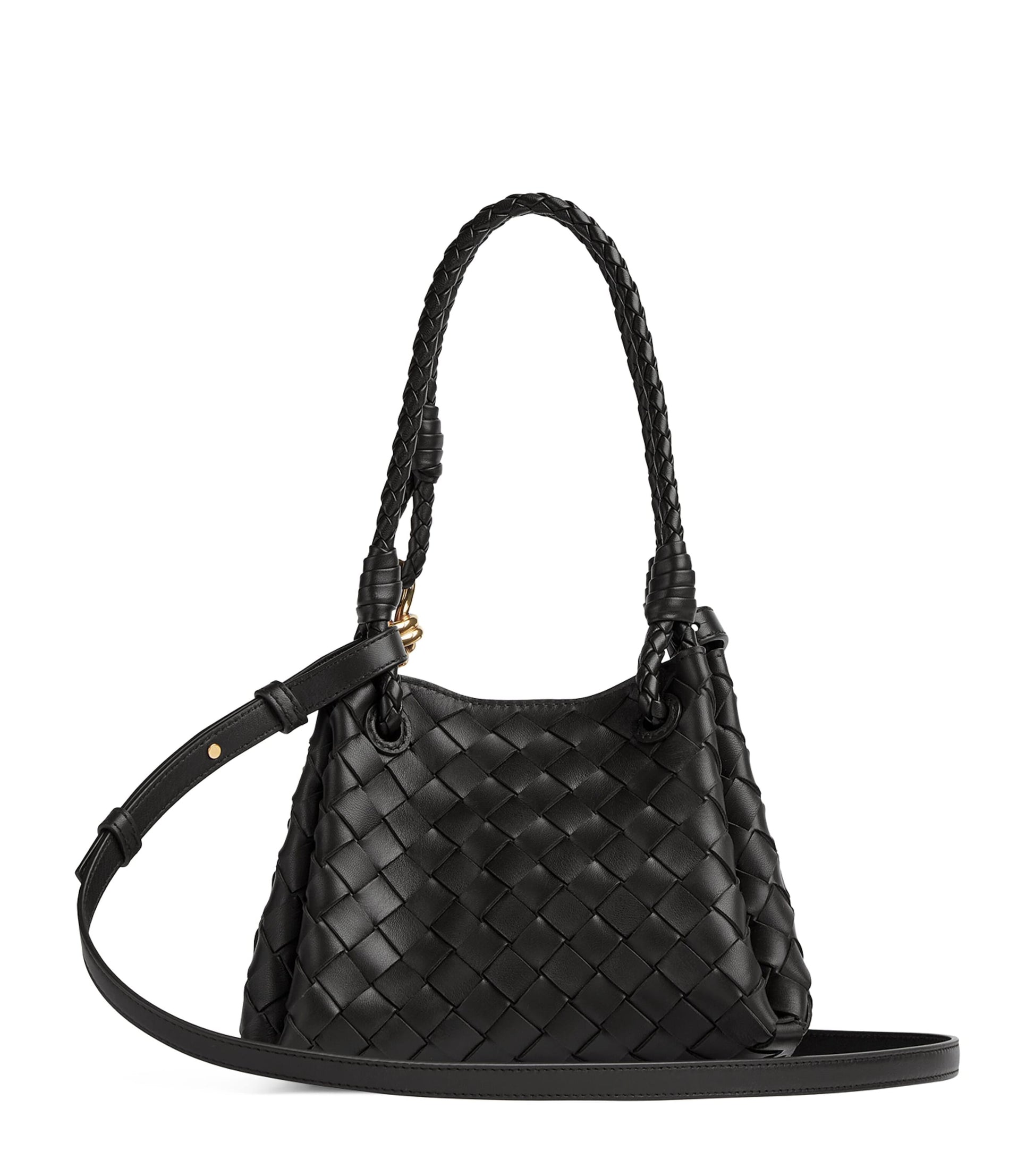 Bottega Veneta Black Small Leather Parachute Shoulder Bag