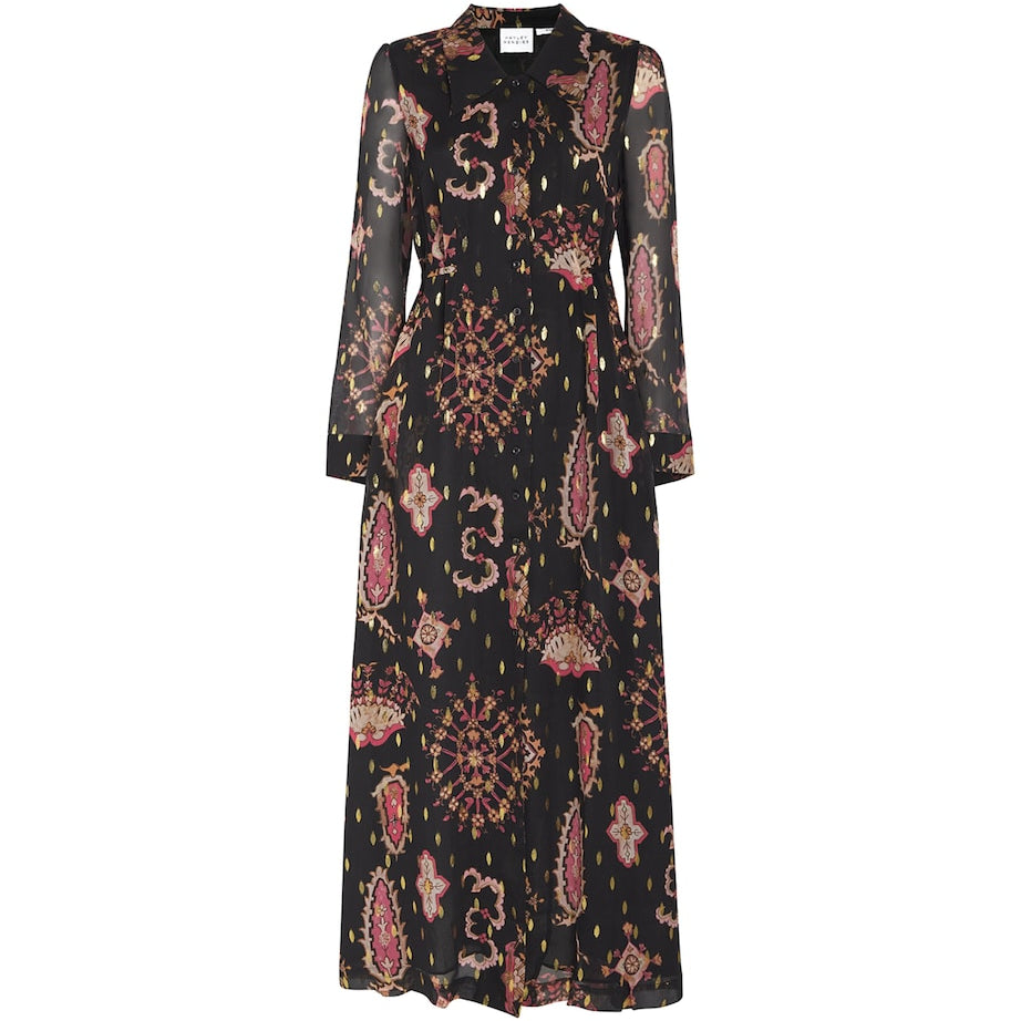 Silk Dylan Midi Dress BLACK