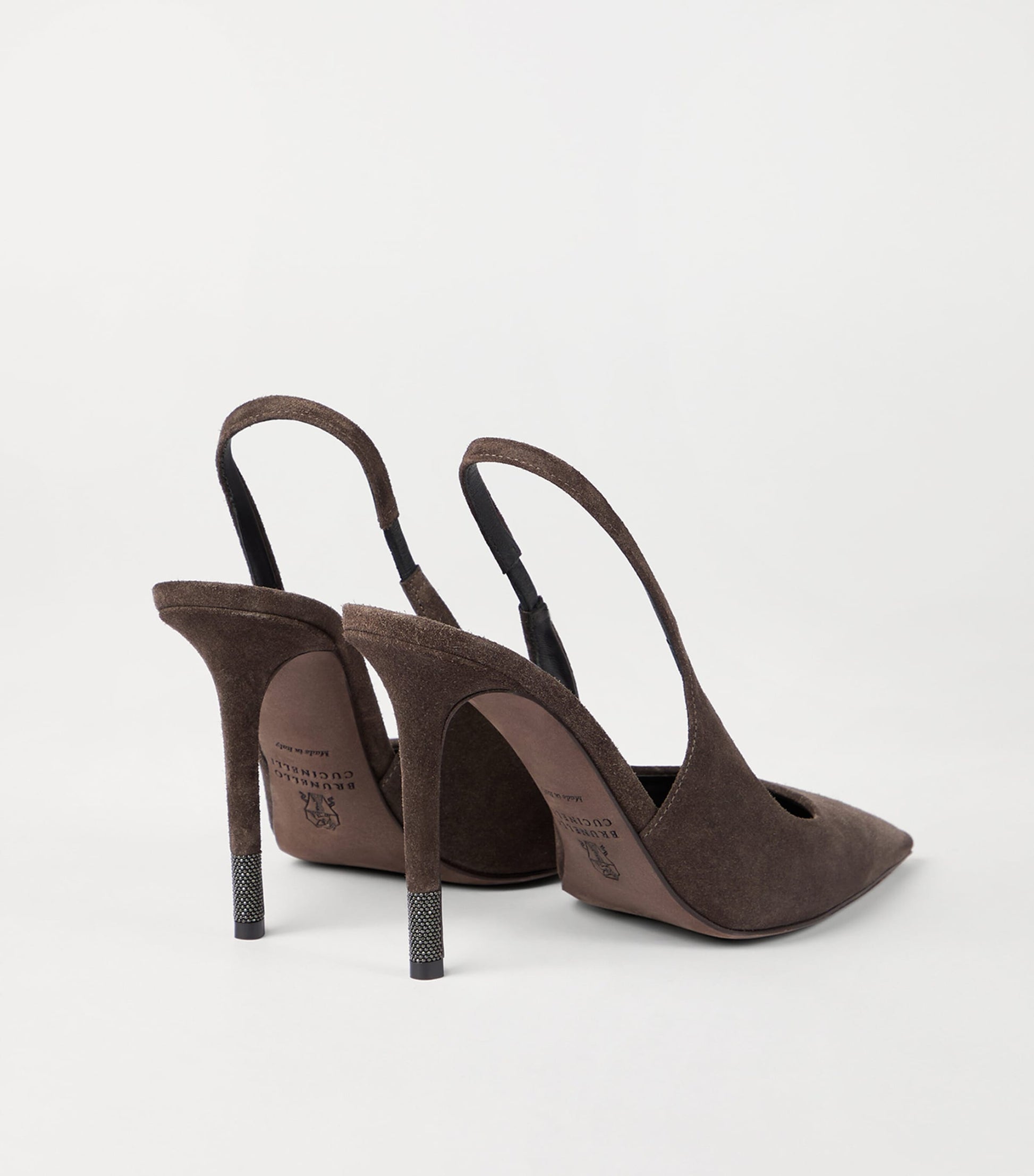 Brunello Cucinelli Suede Monili-Detail Slingback Pumps