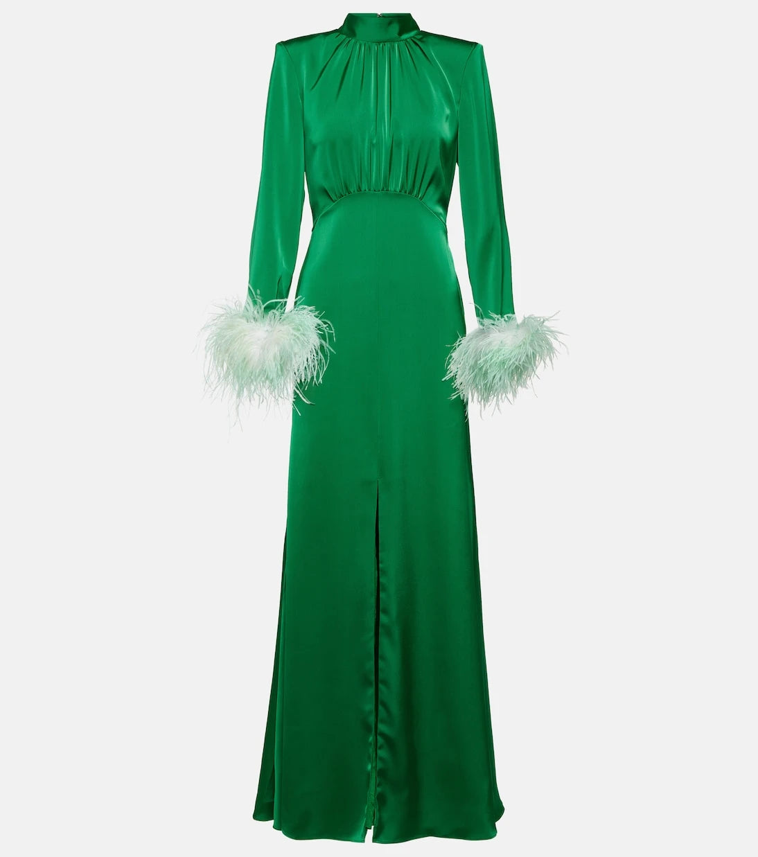 Self-Portrait - Feather-trimmed satin gown