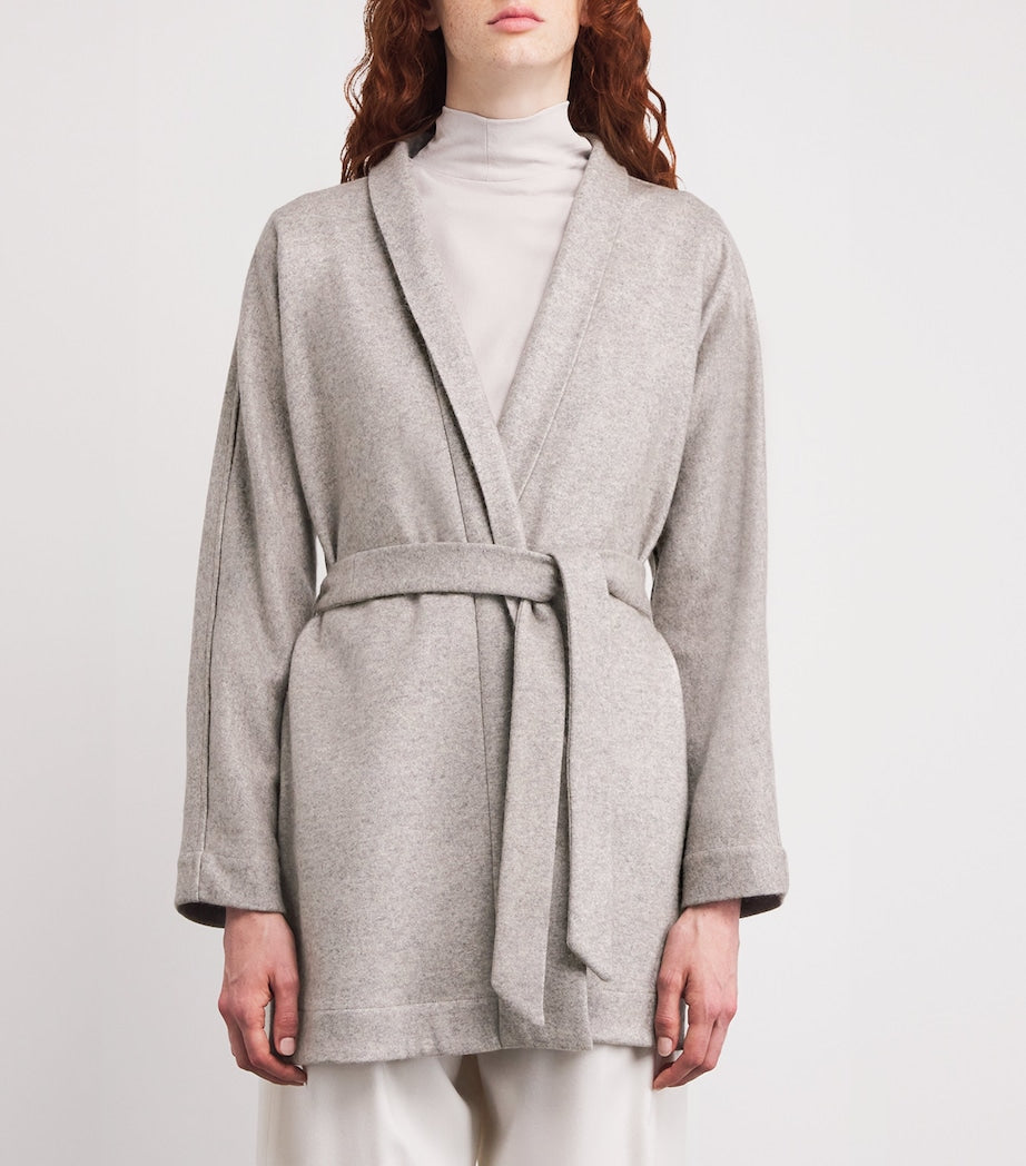 Brown Cashmere-Silk Belted Cardigan