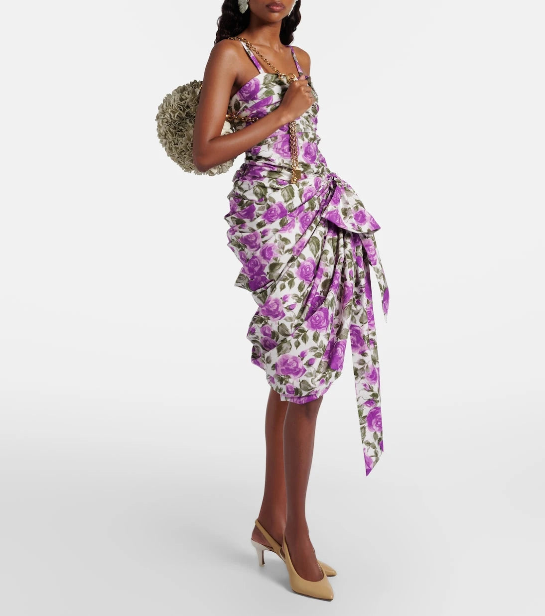 Chloé - Chloé Plissé floral leather shoulder bag