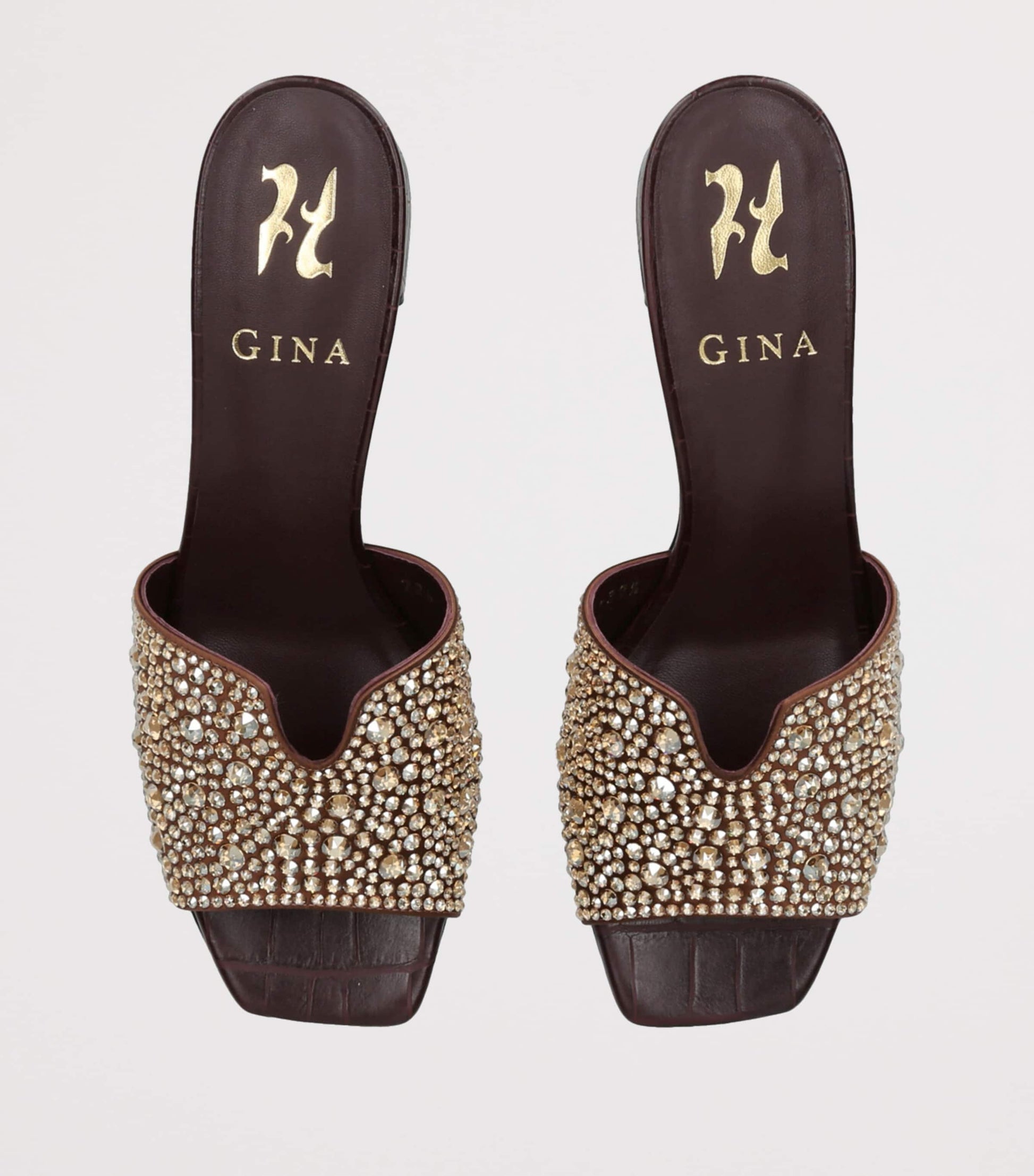 Gina Red Leather Embellished Florence Heeled Mules 50