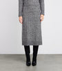 Grey Cotton-Alpaca-Wool Midi Skirt
