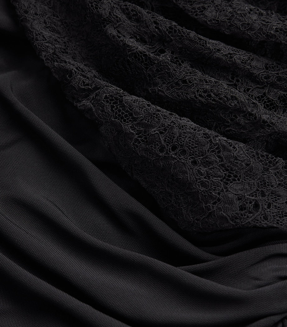 Black Lace-Bustier Strapless Salacia Gown