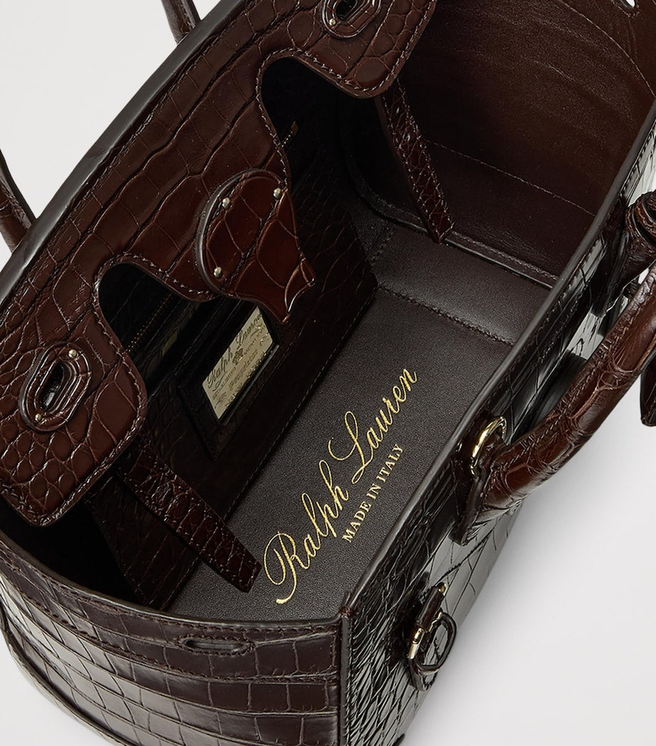 Ralph Lauren Collection Brown Alligator Leather Ricky 27 Top-Handle Bag