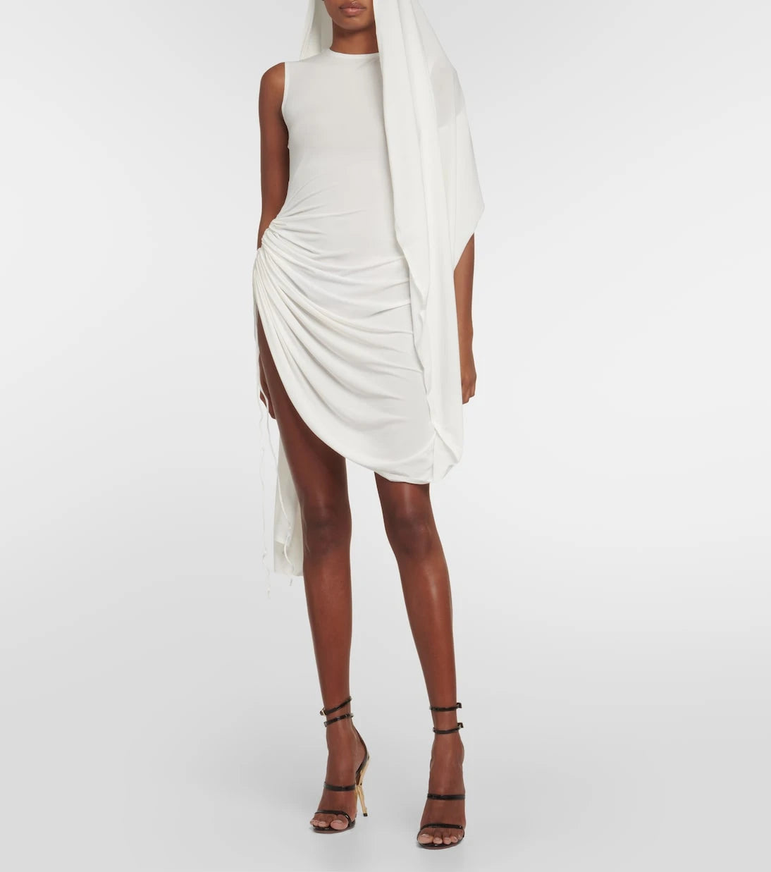 Alaïa - Asymmetric draped jersey minidress