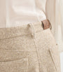 Brunello Cucinelli Beige Flecked Virgin Wool-Silk-Blend Midi Skirt