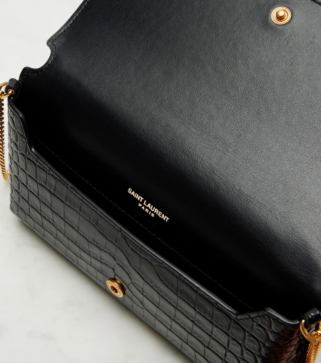 Saint Laurent - Cassandre Mini croc-effect leather phone pouch