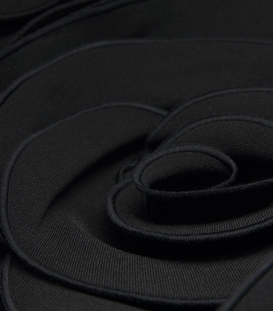 Self-Portrait Black Crepe 3D Flower Mini Dress