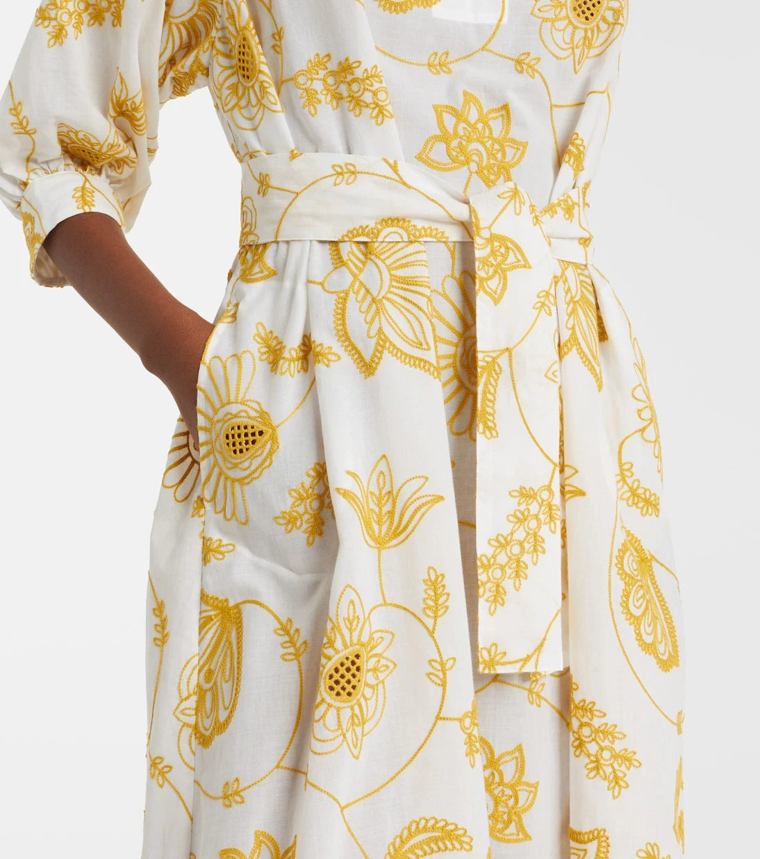 Eres - Anjana embroidered cotton-blend midi dress