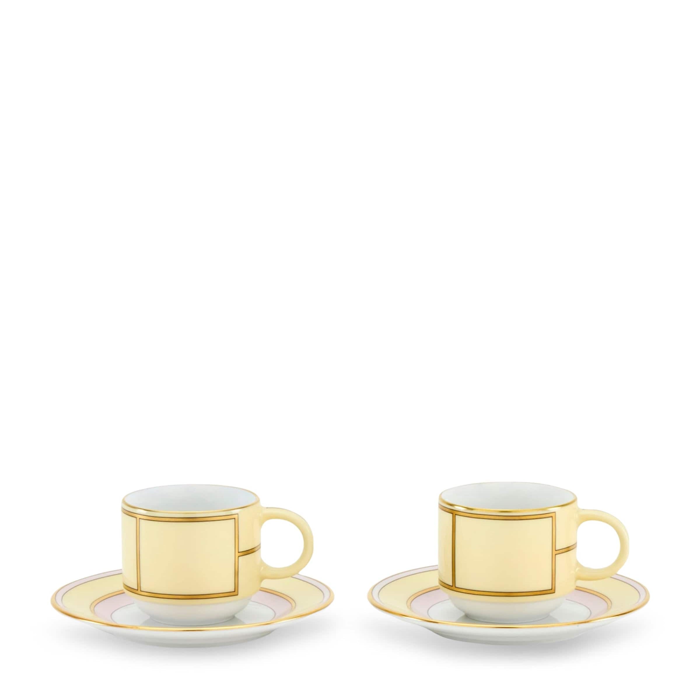 Set of 2 Colonna Diva Giallo Coffee Cups and Saucers