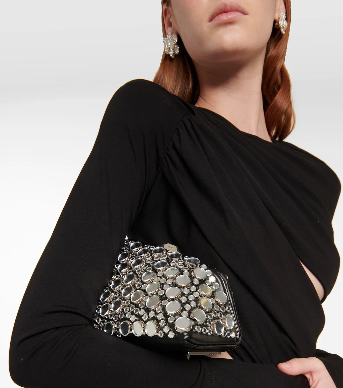 The Attico - Midnight Mini studded leather clutch