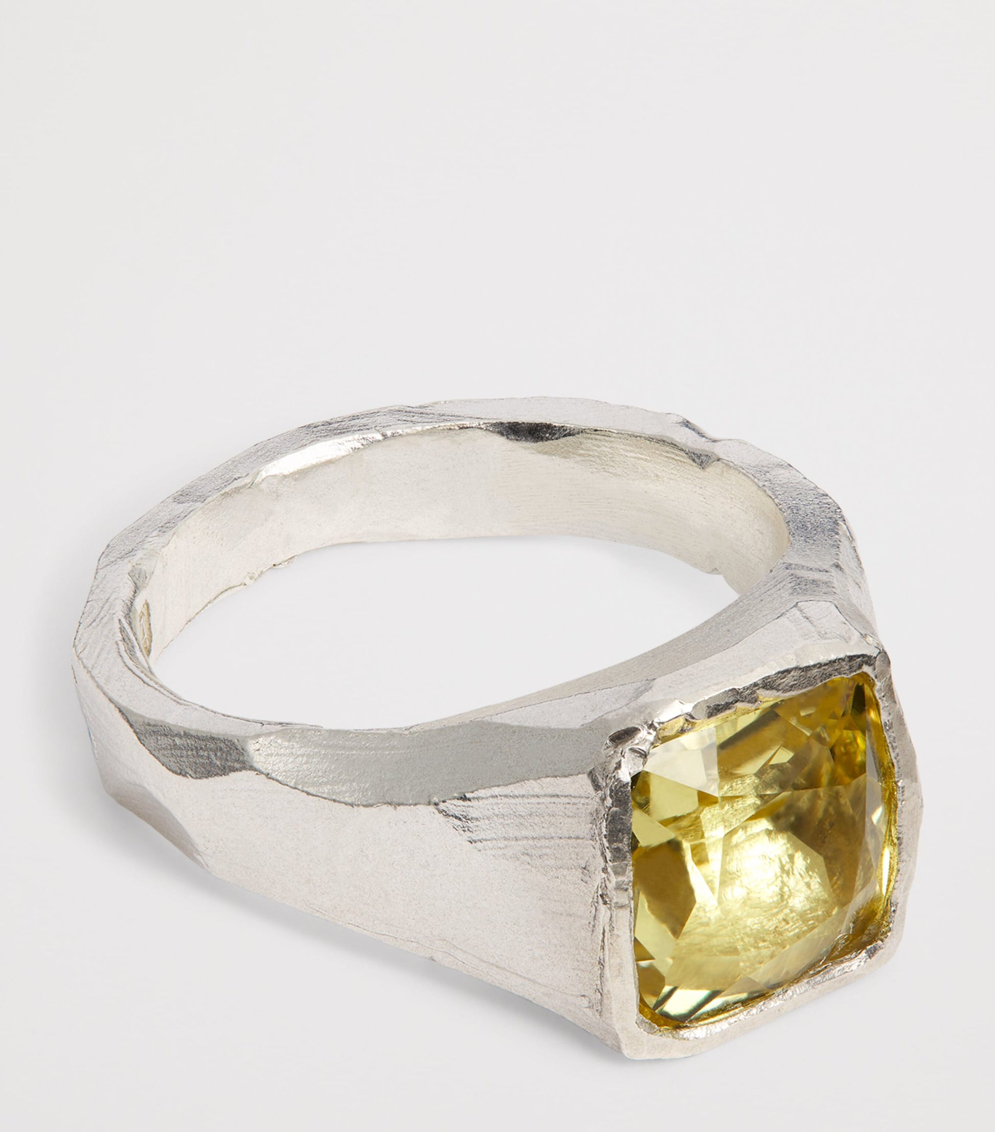 Recycled Sterling Silver and Lemon Quartz Signet Ring