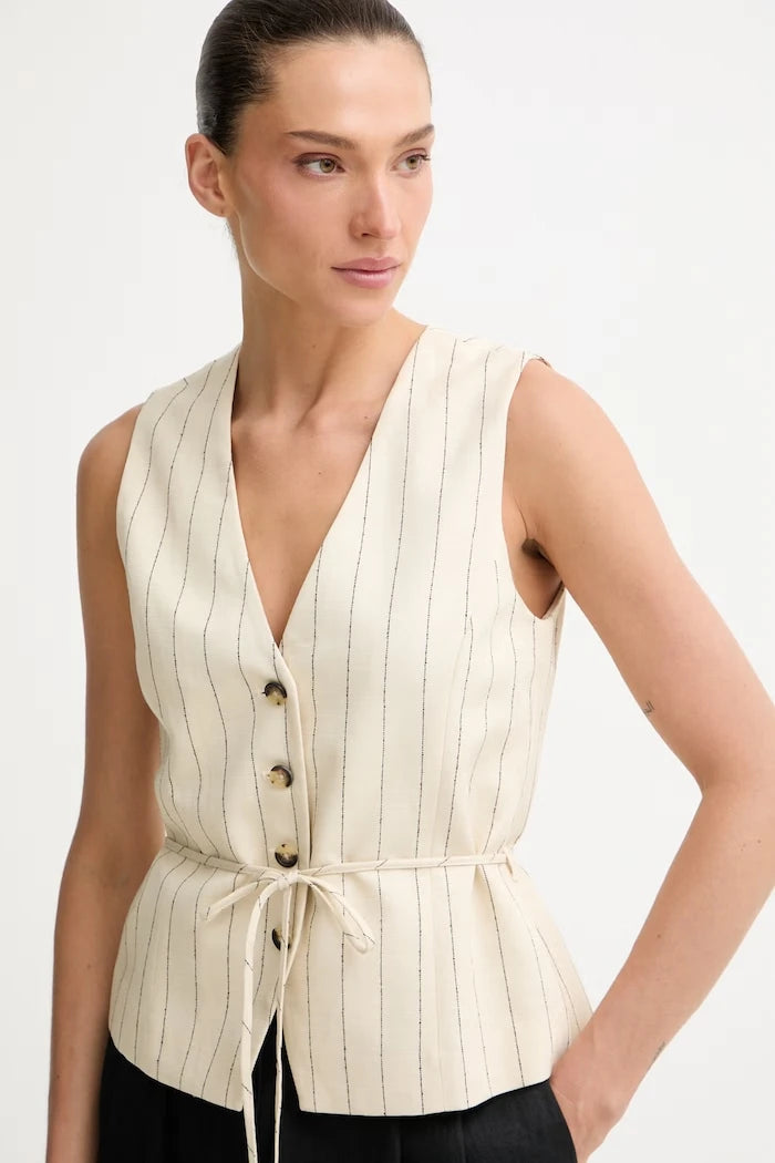 rag & bone tek düğmeli, keten karışımlı kadın yeleği Paulette