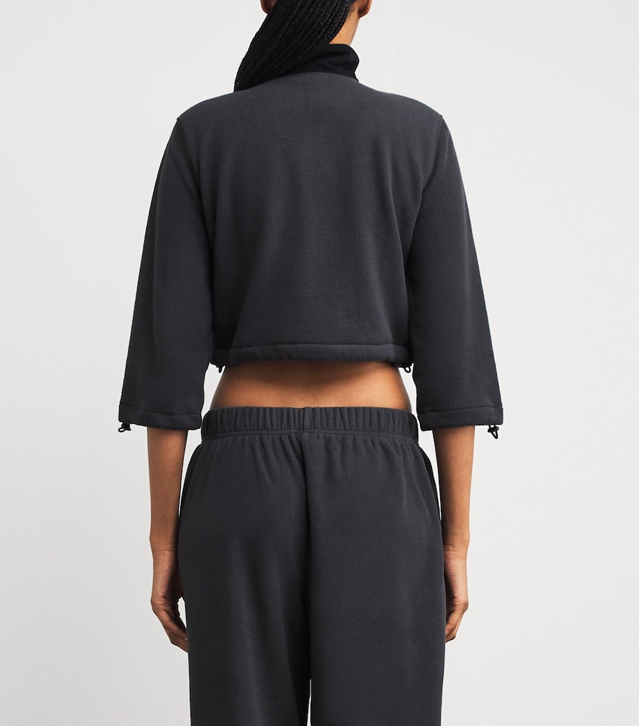 Skims Grey Cropped Fleece Jacket