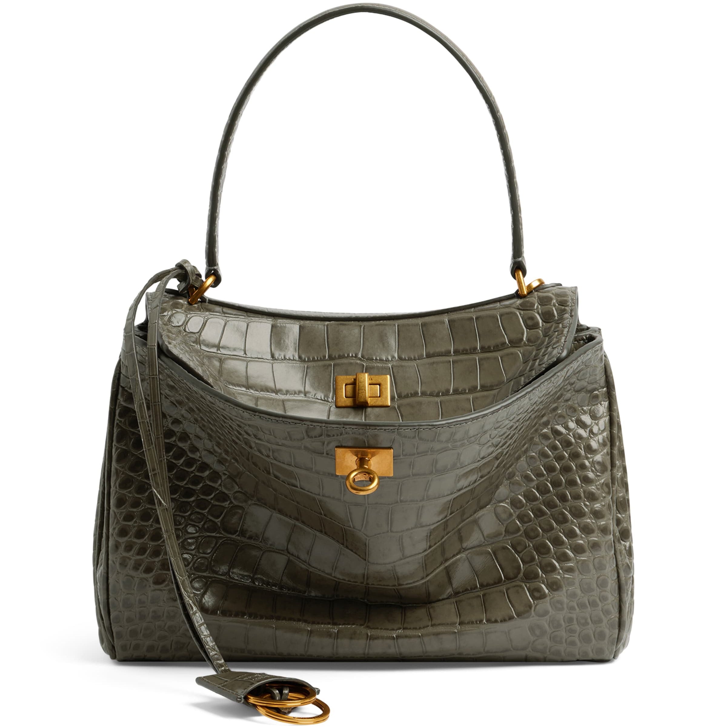 Balenciaga Green Embossed Leather Rodeo Shoulder Bag