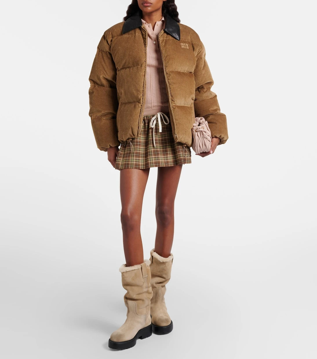 Miu Miu - Shearling-lined suede knee-high boots