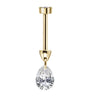 Maria Tash Yellow Gold Floating Pear Diamond Charm Threaded Stud Earring (4mm)