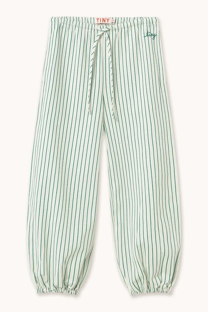 Детски панталон с лен Tinycottons EMERALD STRIPES PANT