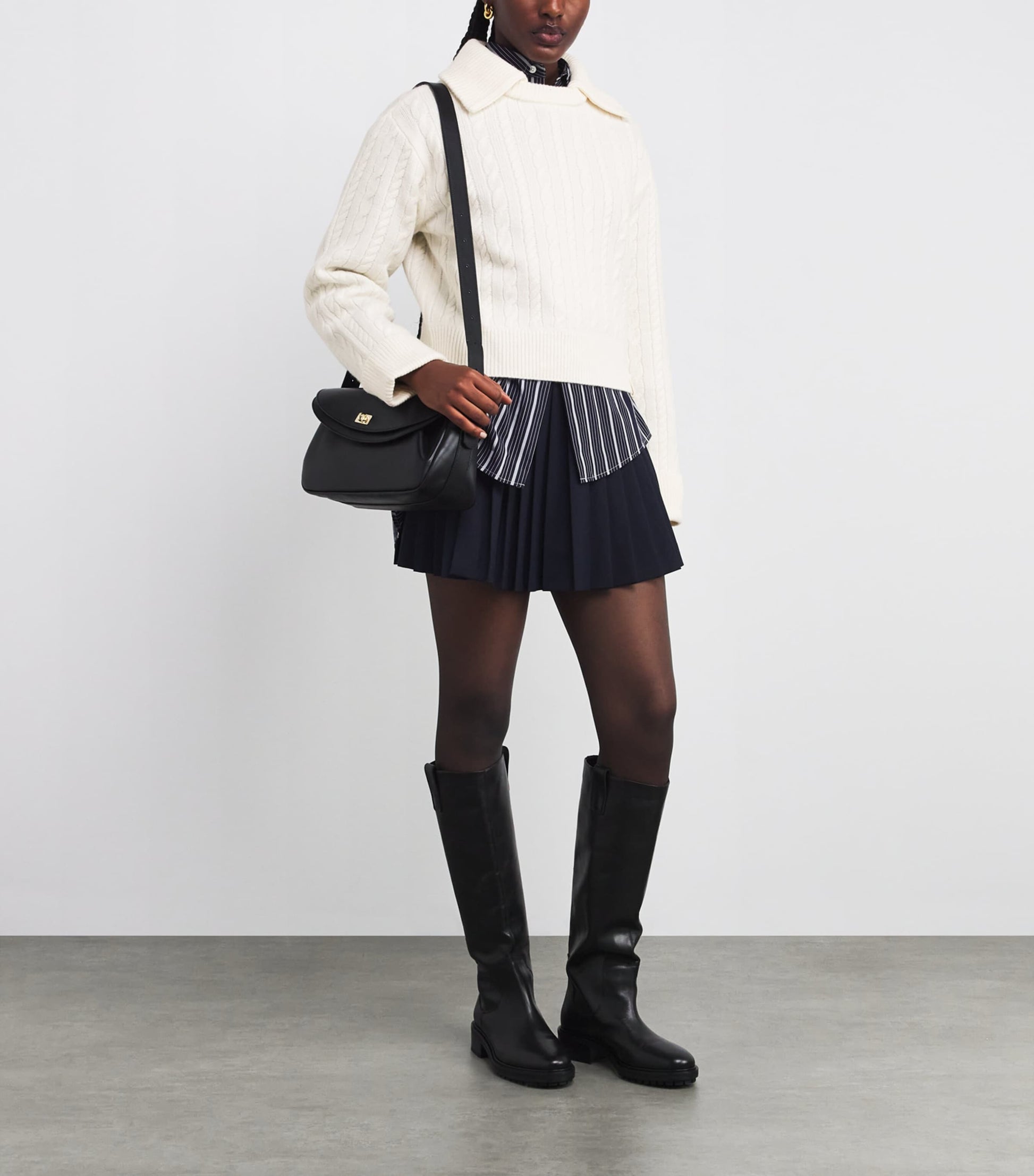 Beige Wool Sailor-Neck Sweater