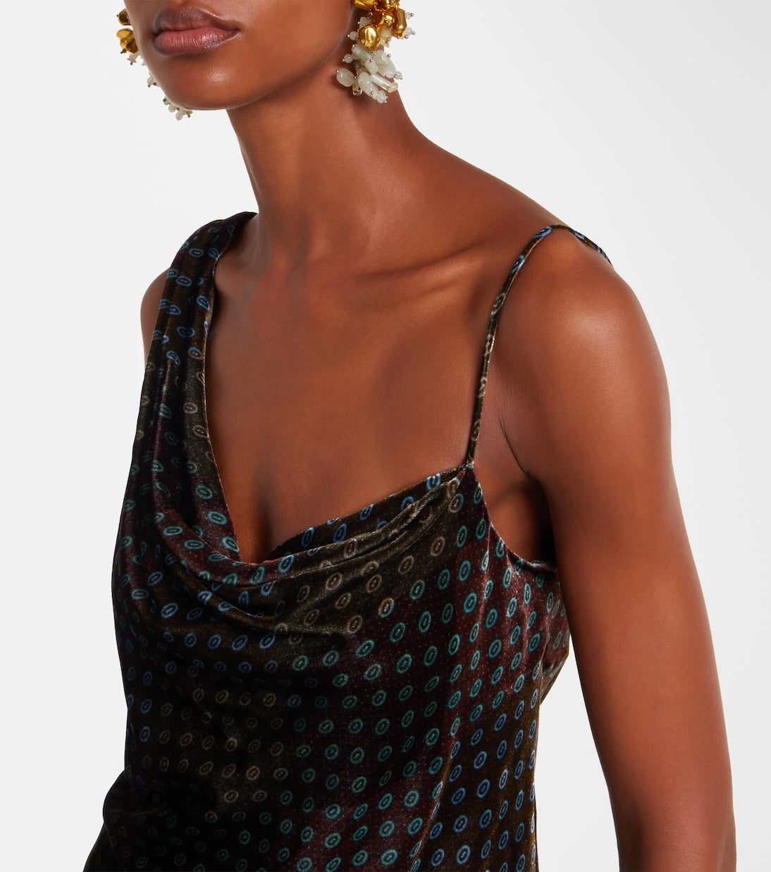 Dries Van Noten - Draped printed velvet top