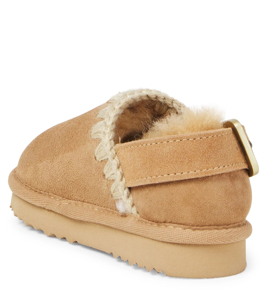 Mou Kids - Embroidered shearling-lined suede clogs