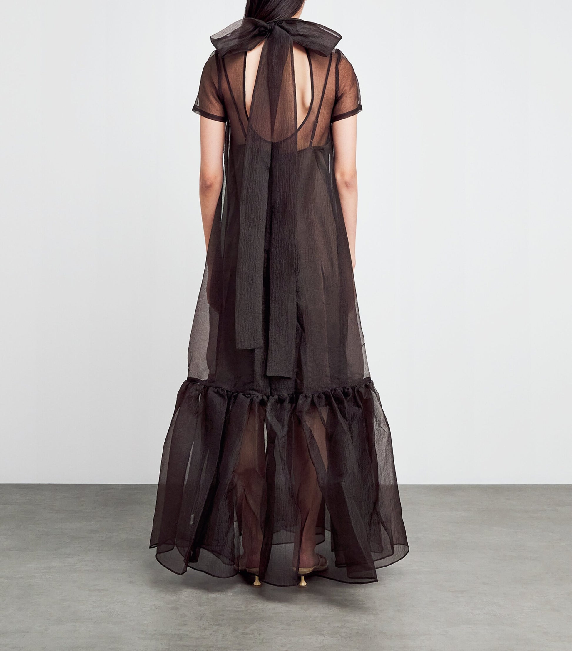 STAUD Black Organza Calluna Maxi Dress
