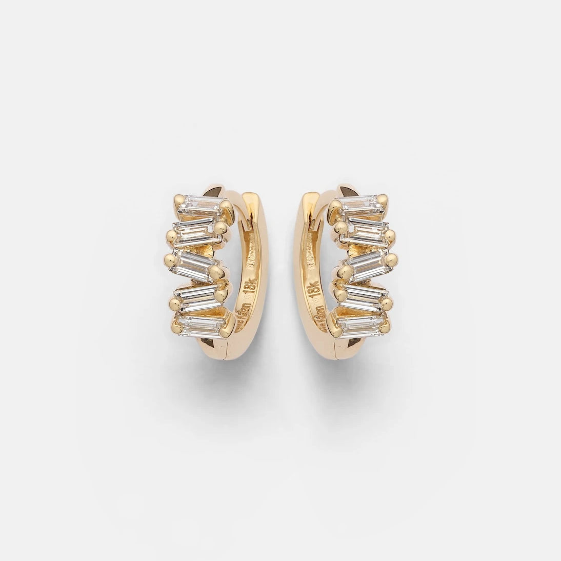 Suzanne Kalan - Bold 18kt gold huggies with diamonds