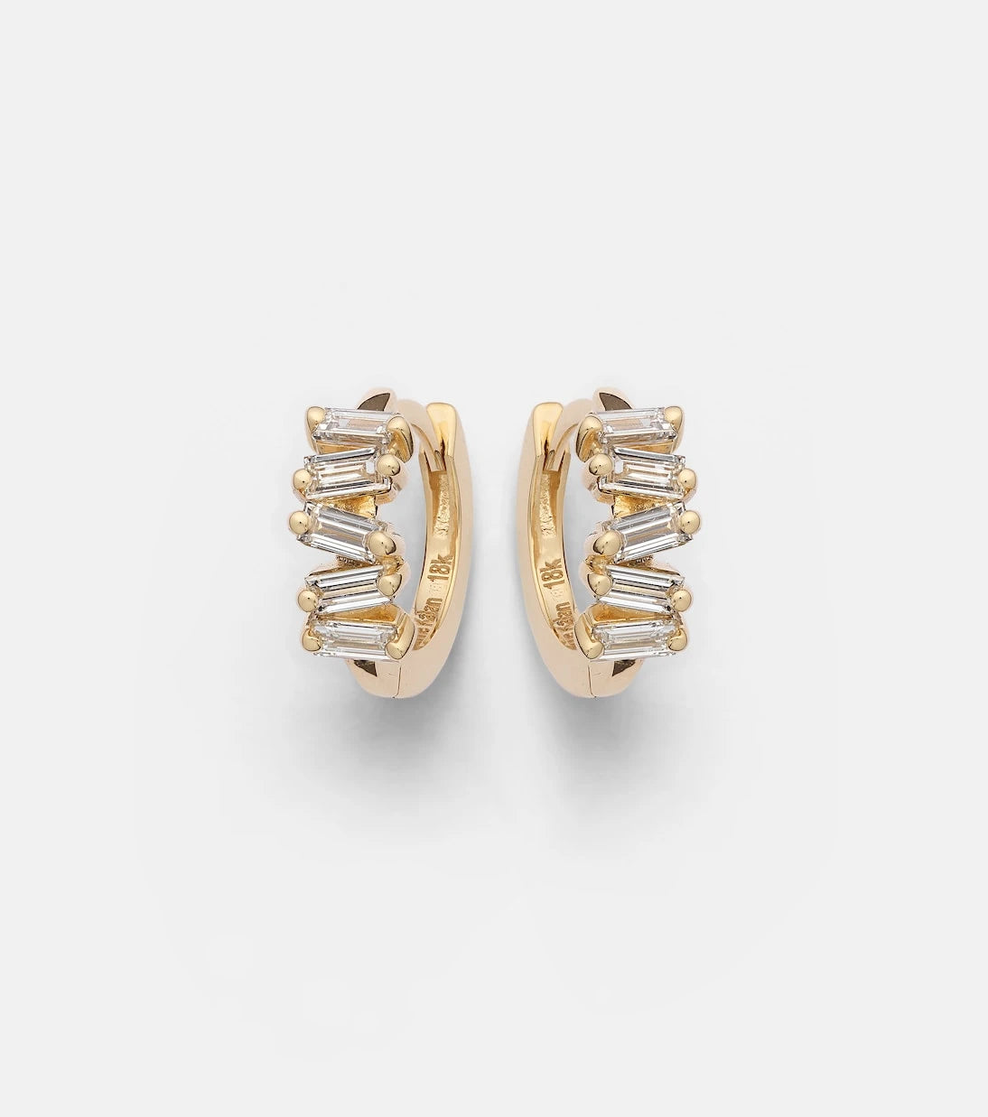 Suzanne Kalan - Bold 18kt gold huggies with diamonds