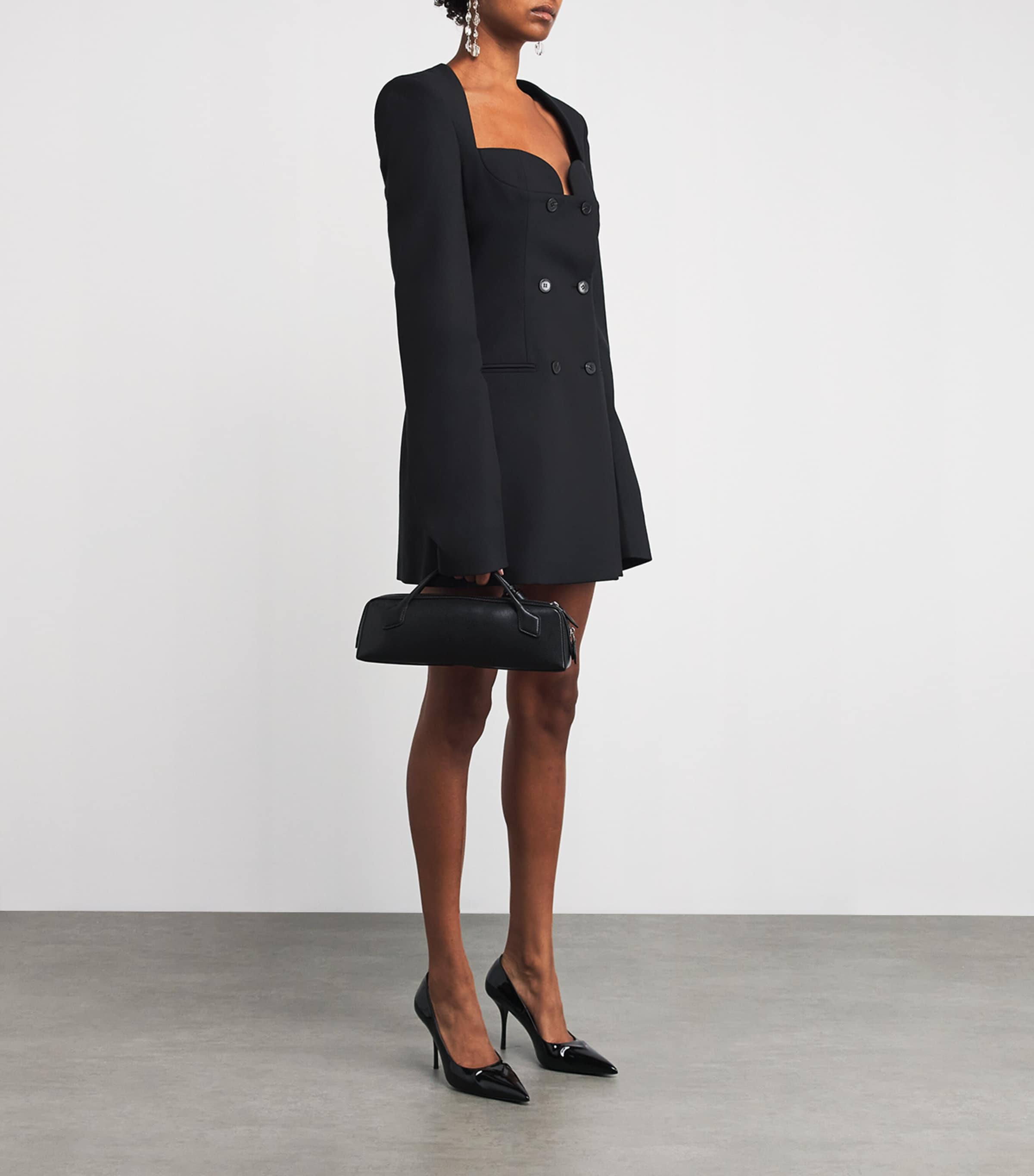 Nensi Dojaka Black Tailored Mini Jacket Dress