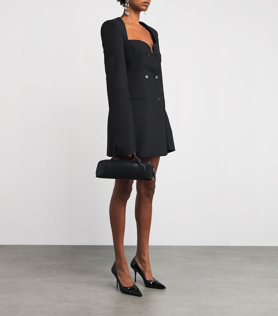 Nensi Dojaka Black Tailored Mini Jacket Dress