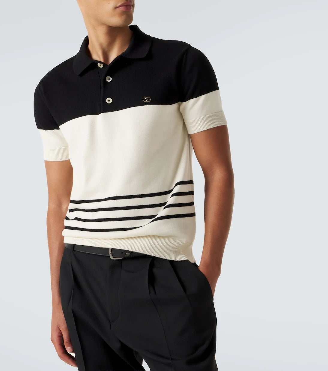 Valentino - VLogo striped cotton polo sweater