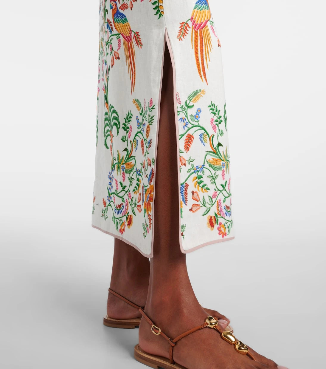 Farm Rio - Printed linen midi skirt