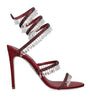 Burgundy Satin Chandelier Heeled Sandals 105