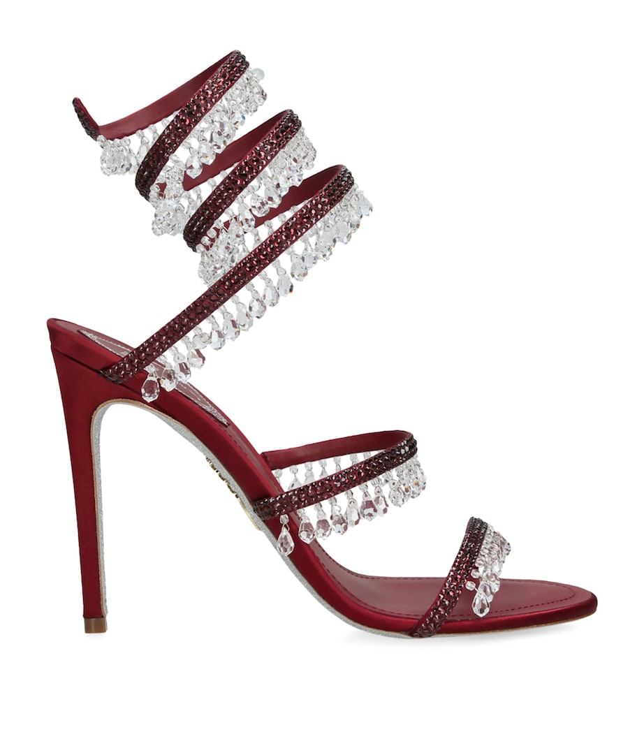Burgundy Satin Chandelier Heeled Sandals 105
