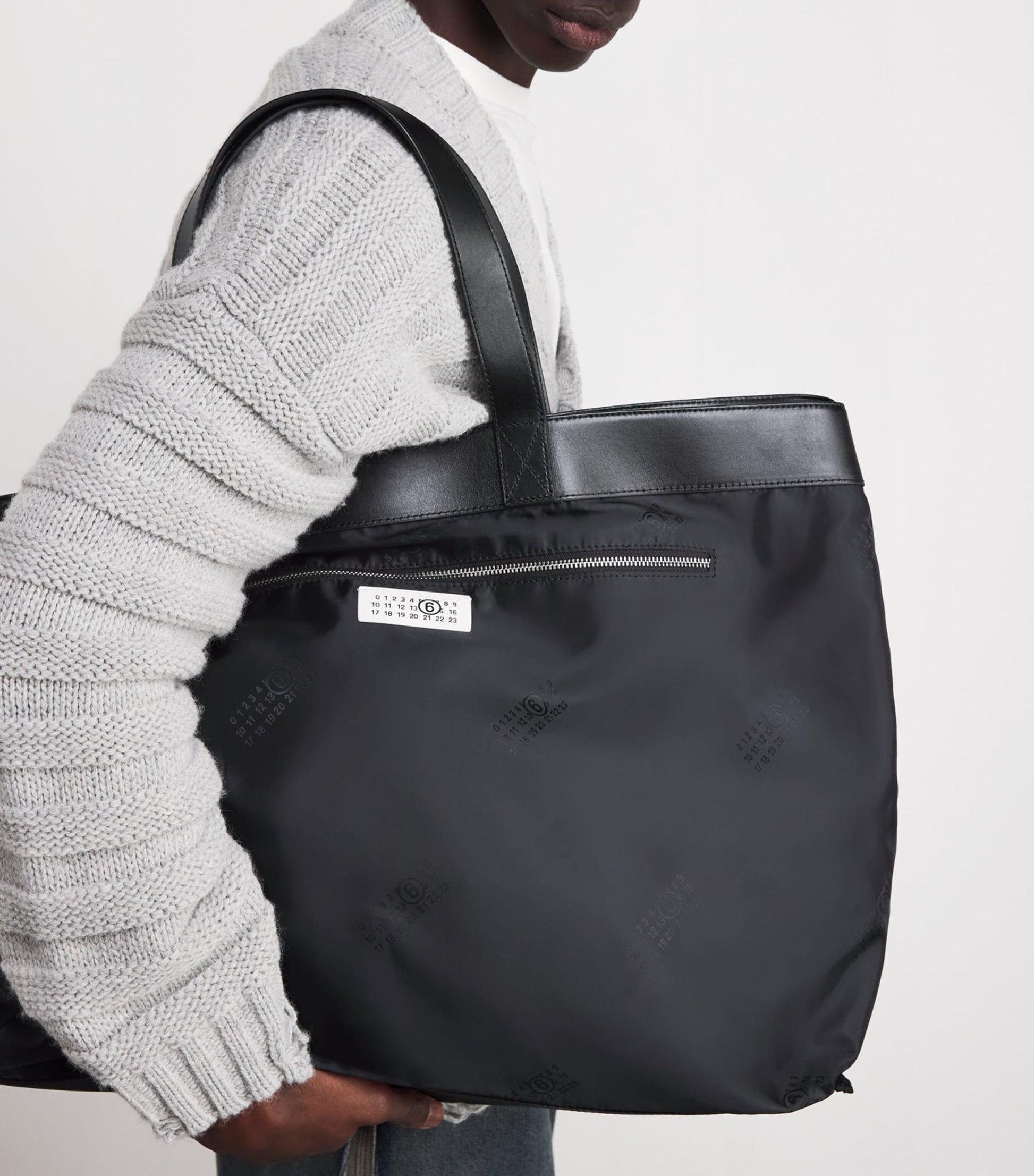 MM6 Maison Margiela Calfskin-Trim Reverse Tote Bag