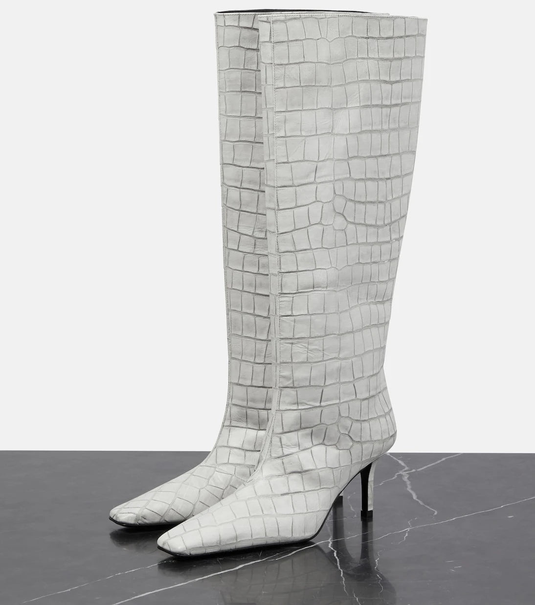 Acne Studios - Croc-effect leather knee-high boots