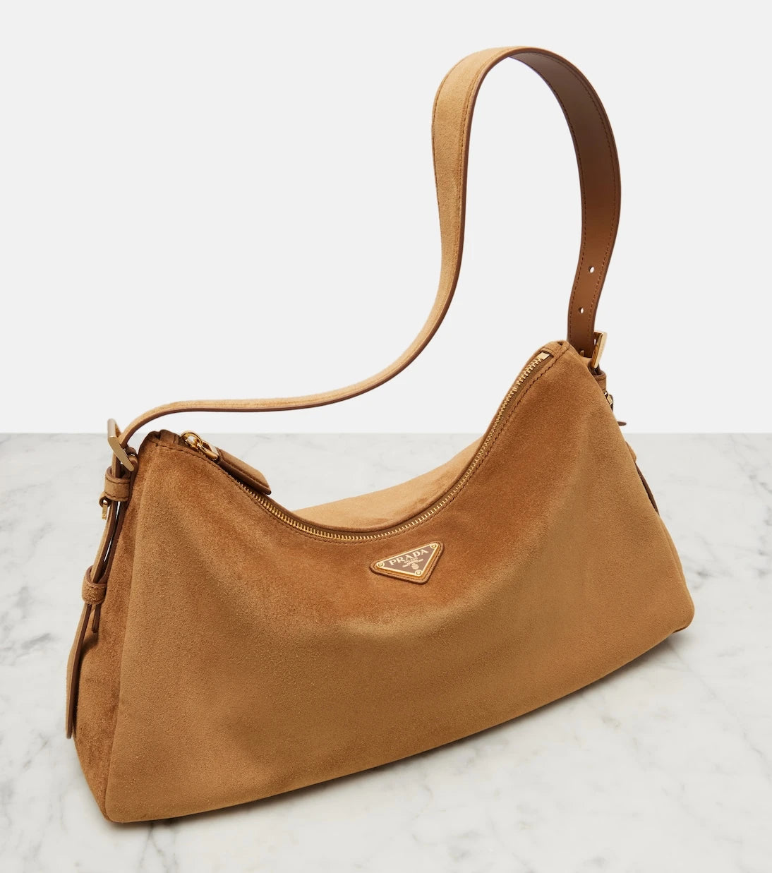 Prada - Prada Aimée Large suede shoulder bag