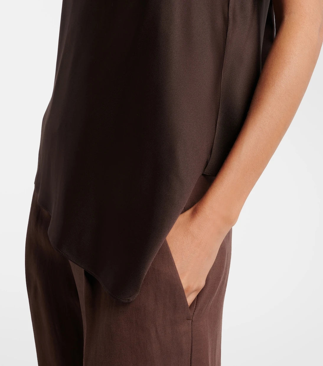 Brunello Cucinelli - Asymmetric silk satin top