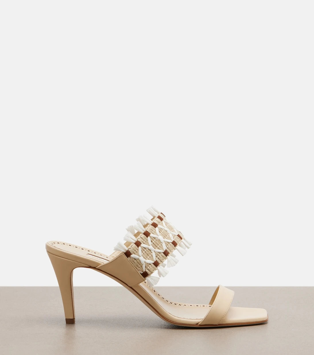 Manolo Blahnik - Efeso leather-trimmed woven mules