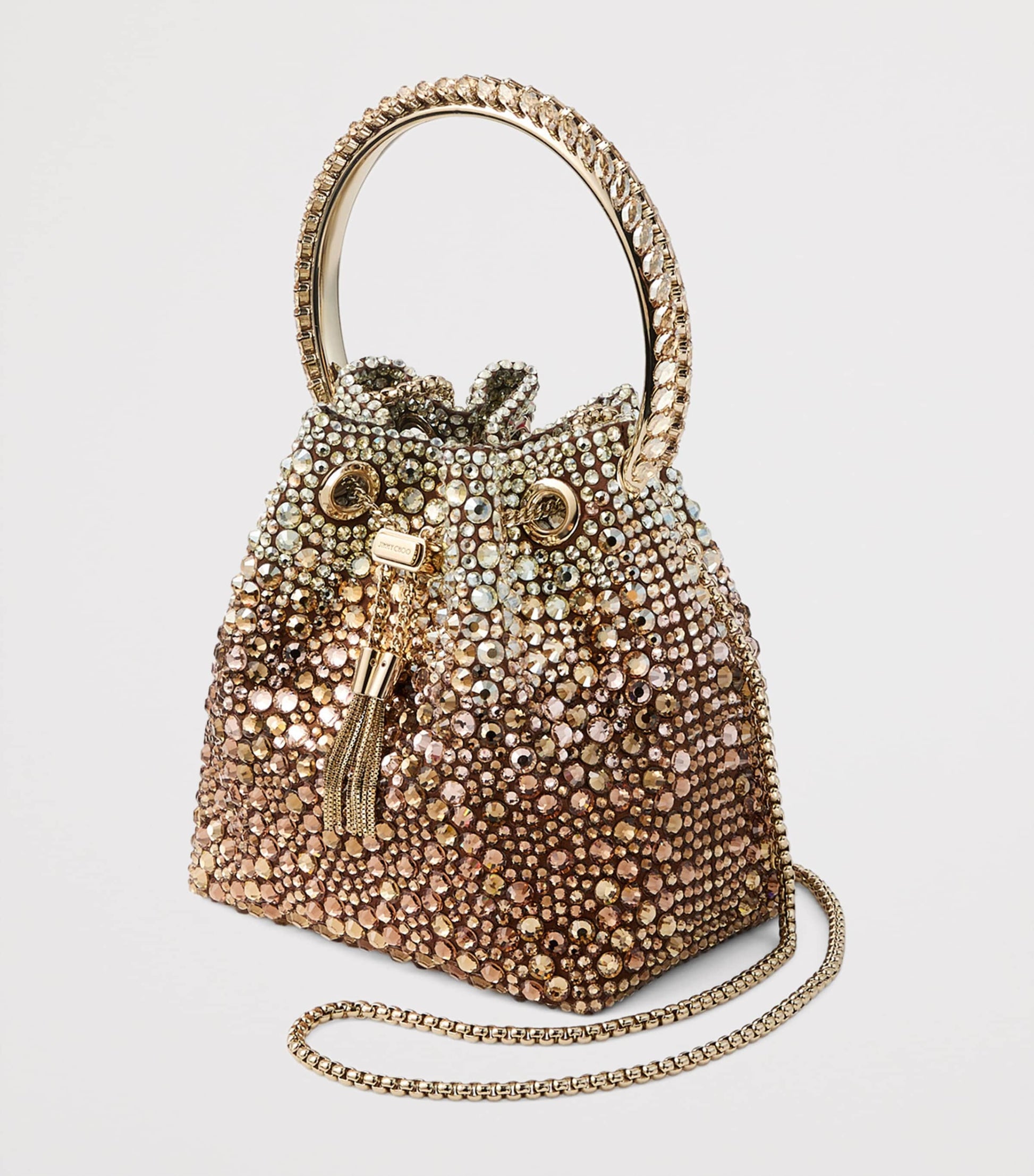 Jimmy Choo Metallic Bon Bon Embellished Top-Handle Bag