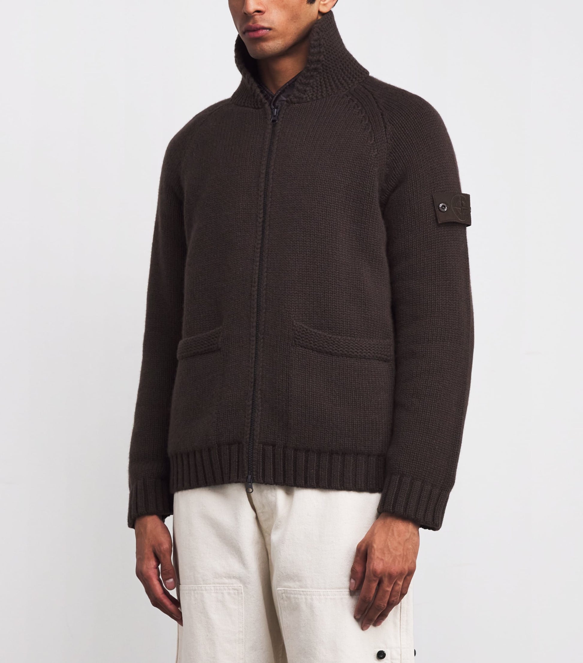 Stone Island Brown Cashmere Ghost President's Knit Cardigan