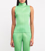 Pleats Please Issey Miyake Green New Colorful Basics 4 Sleeveless Top