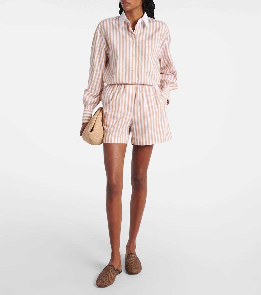 Brunello Cucinelli - Striped cotton and silk Bermuda shorts
