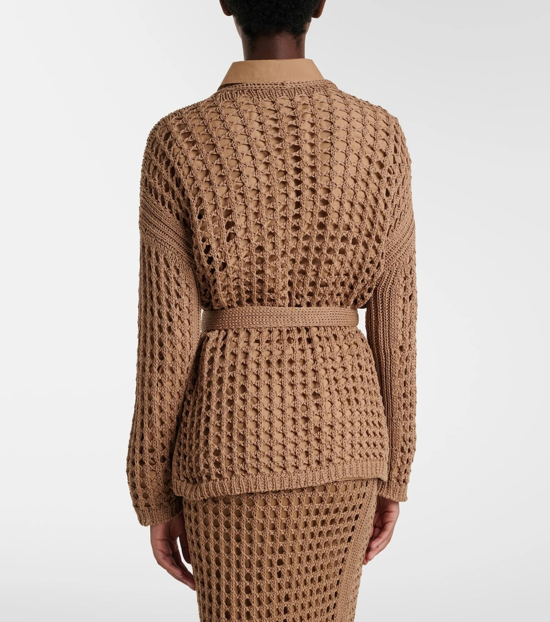 Max Mara - سترة كارديغان جيلو ملفوفة من القطن بنمط محبوك مفتوح