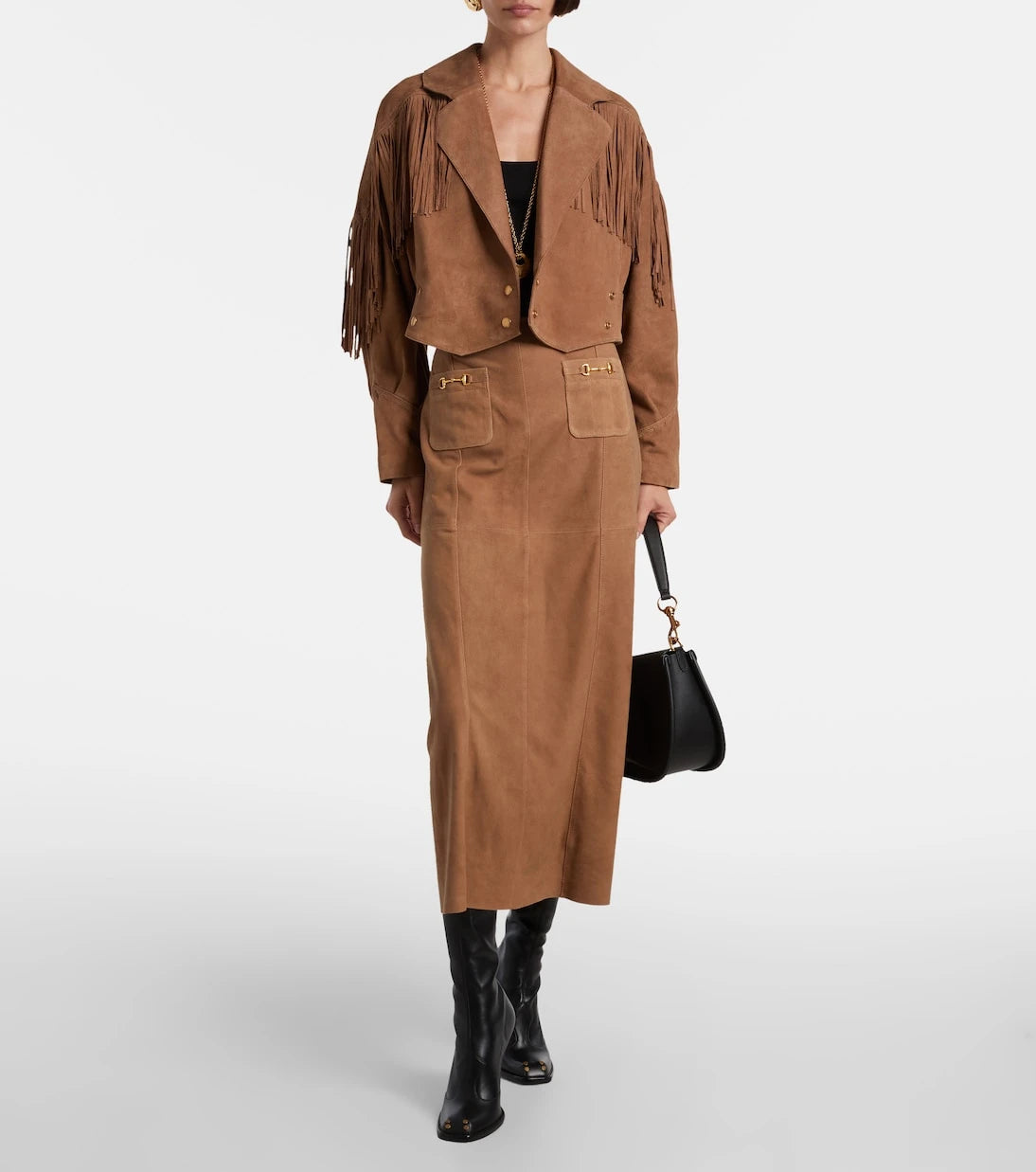 Rixo - Edwina high-waist suede maxi skirt